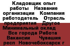 Кладовщик опыт работы › Название организации ­ Компания-работодатель › Отрасль предприятия ­ Другое › Минимальный оклад ­ 1 - Все города Работа » Вакансии   . Чувашия респ.,Новочебоксарск г.